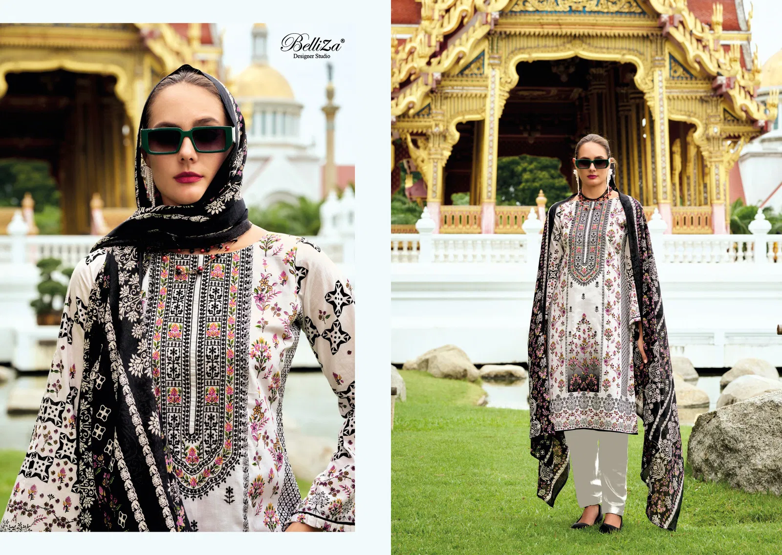 Naira Vol 95 by Belliza Cotton Printed Embroidered Dress Material